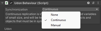 Showing how to set the Sync Type in the inspector
