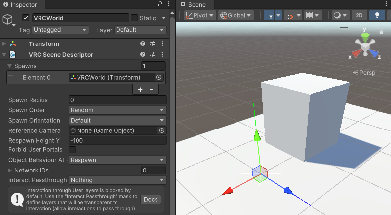 Move your scene descriptor to change your spawn.