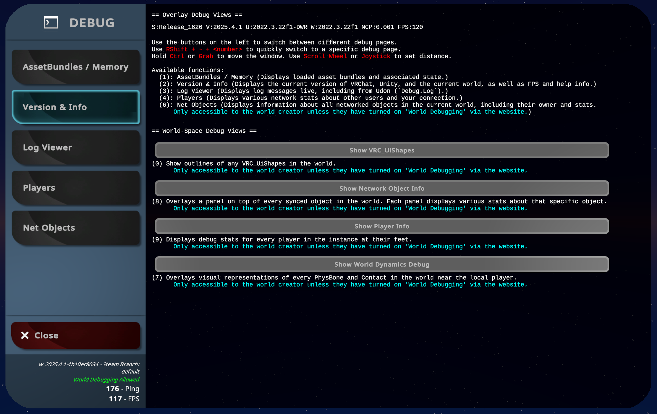 Version &amp; Info page